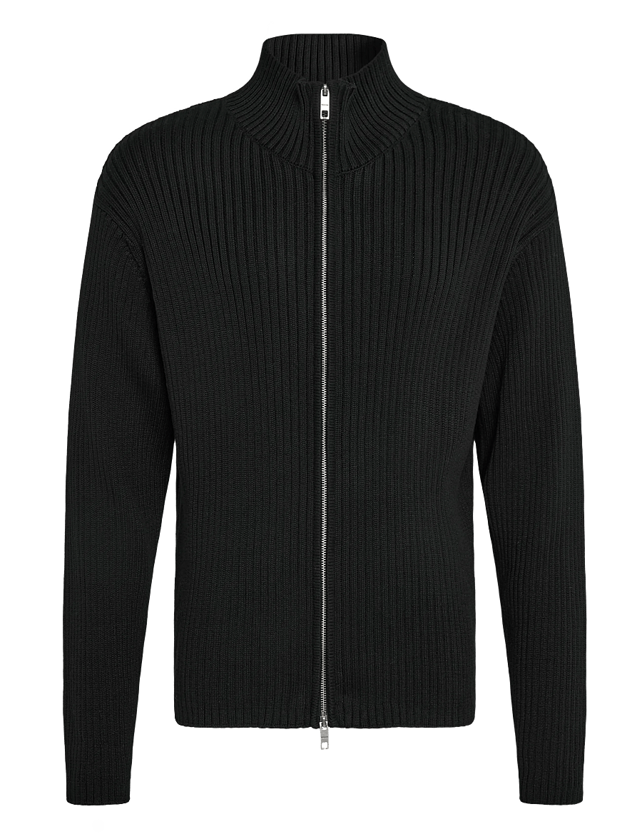 Weekday - Relaxed Knitted Zip Cardigan - full zip tröjor - black - 0
