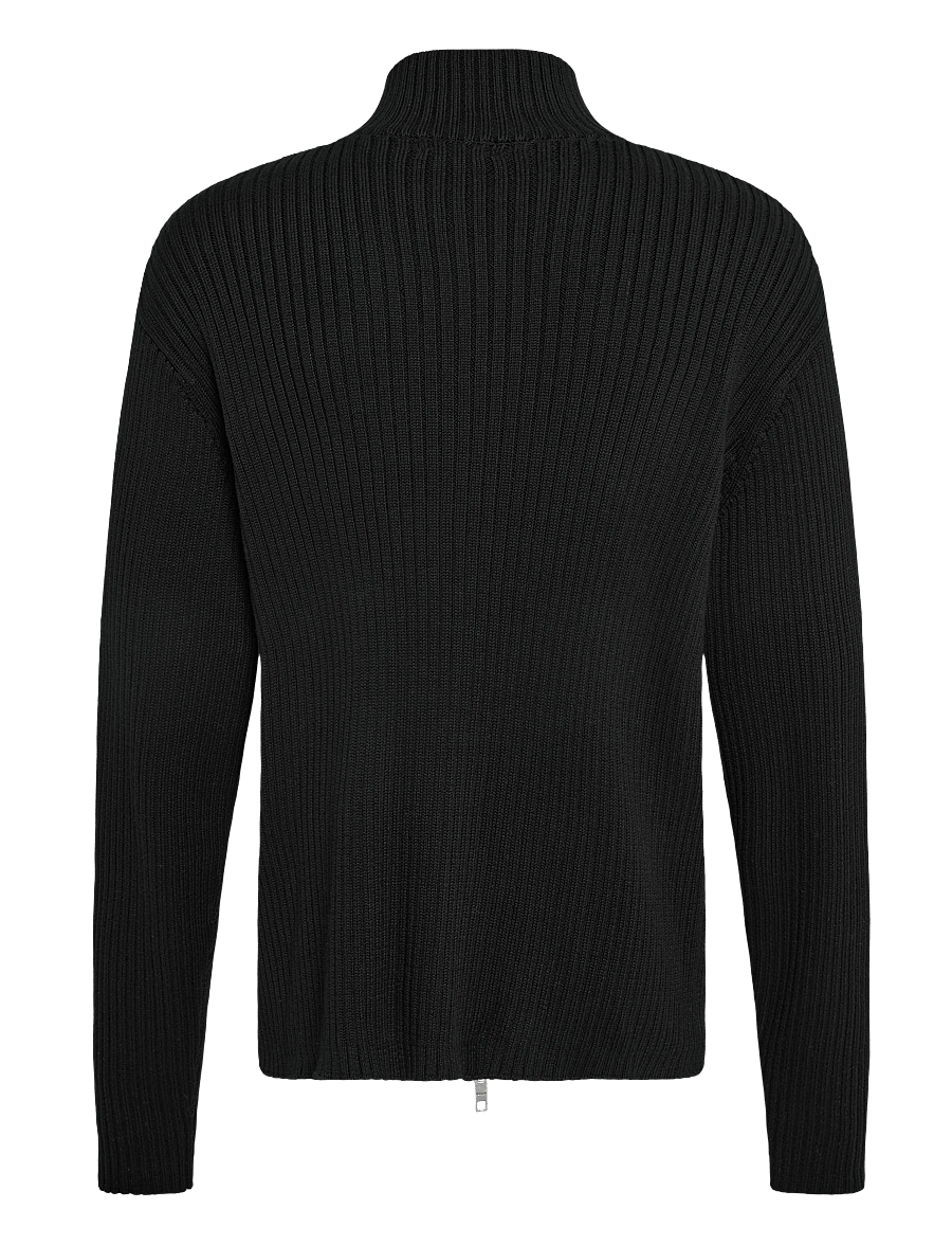 Weekday - Relaxed Knitted Zip Cardigan - full zip tröjor - black - 1