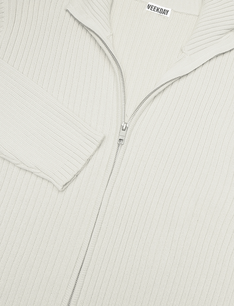 Weekday - Relaxed Knitted Zip Cardigan - renndar peysur - dusty mole - 2
