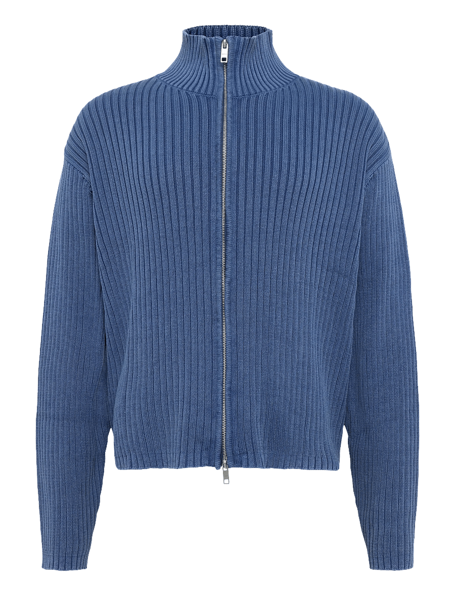 Weekday - Relaxed Knitted Zip Cardigan - full zip jumpers - navy wash - 0