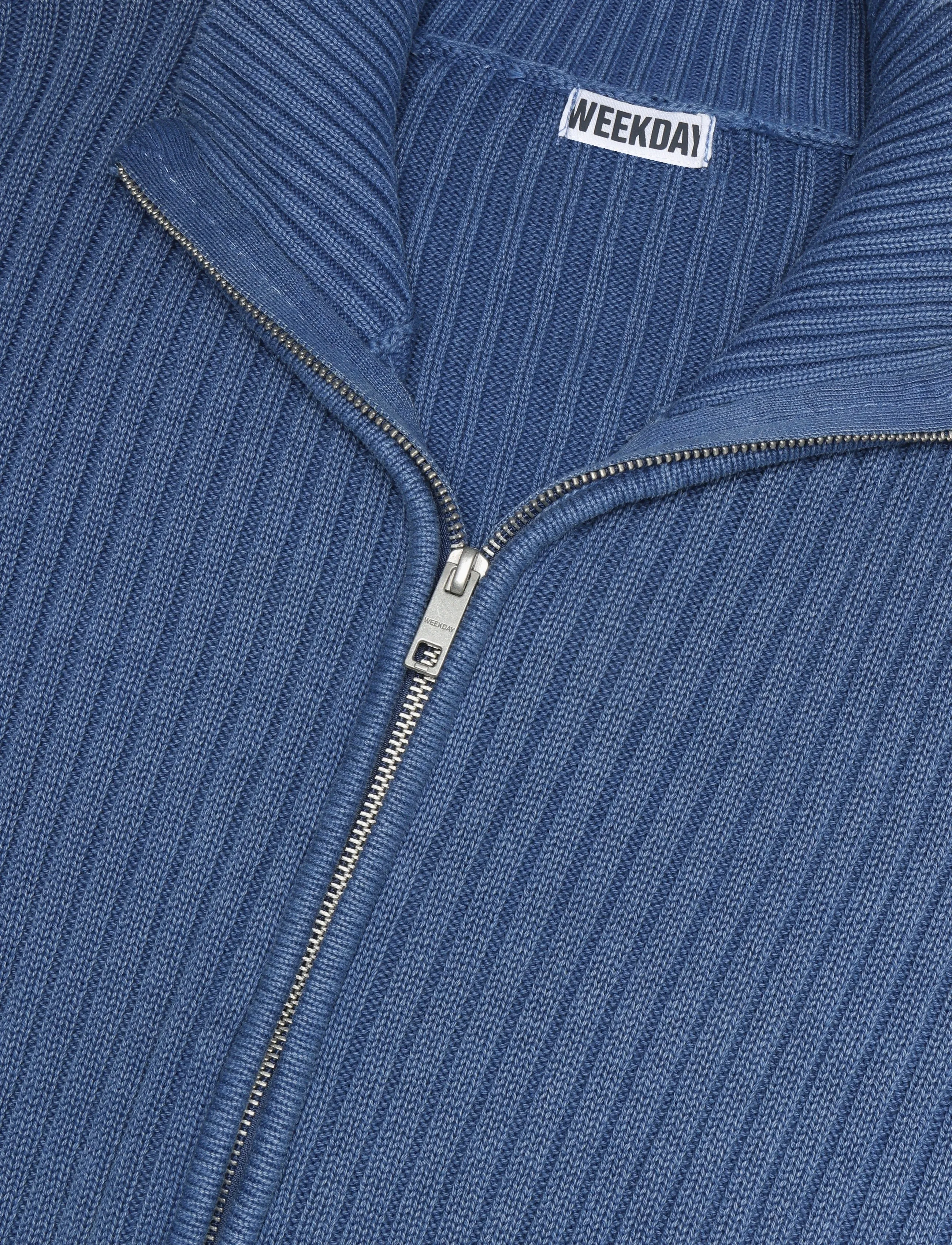 Weekday - Relaxed Knitted Zip Cardigan - full zip tröjor - navy wash - 2
