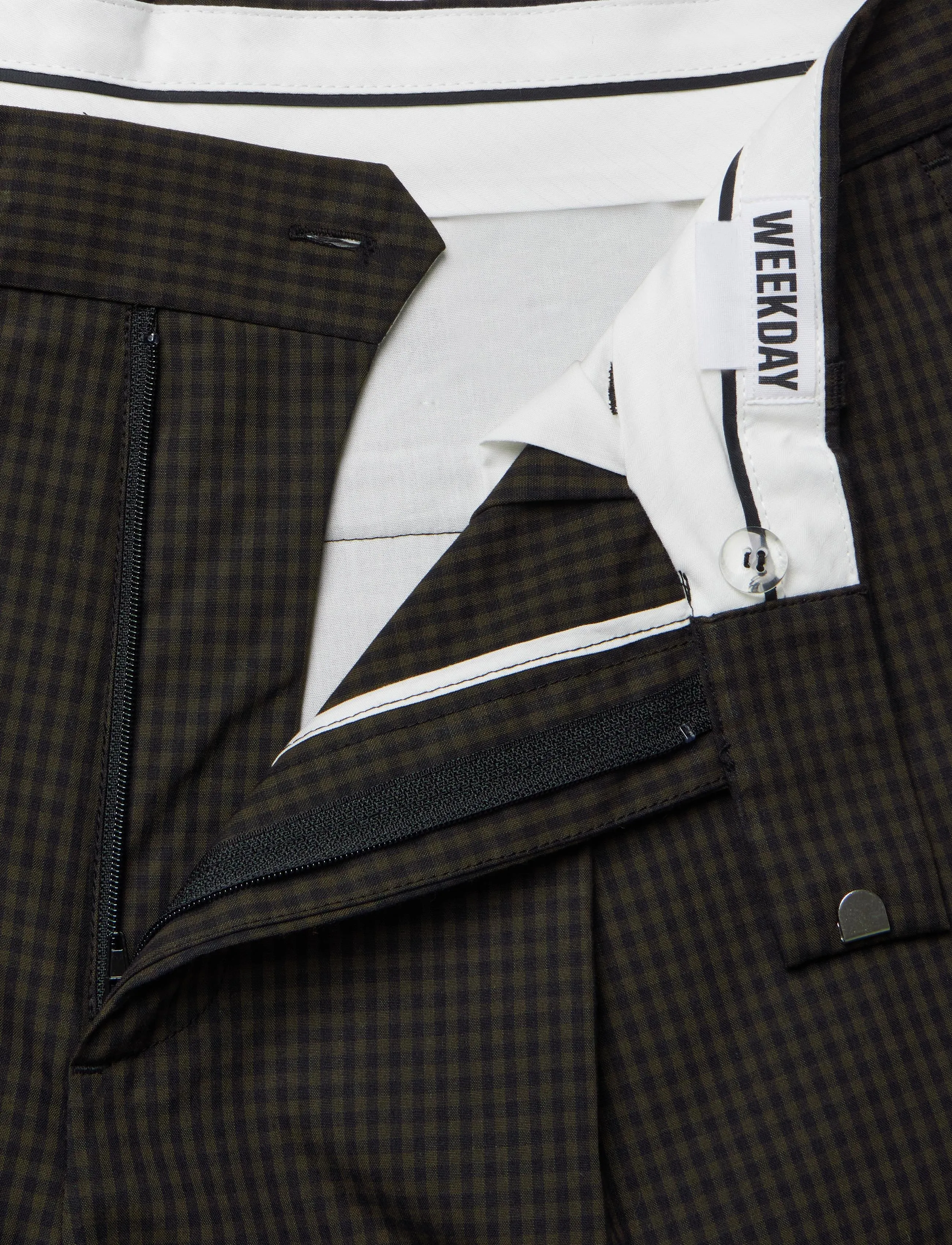 Weekday - Felix Cocoon Chino Trousers - brown check - 3