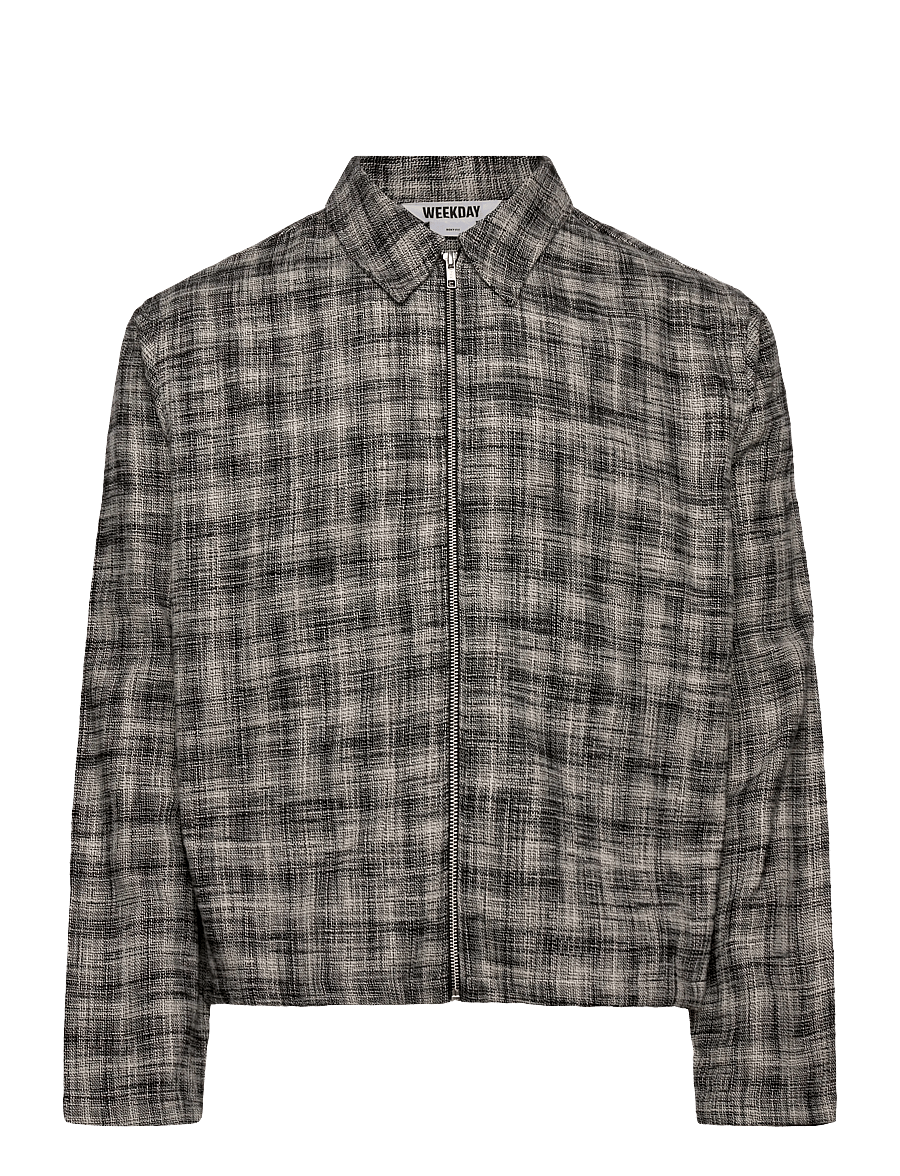 Weekday - Adde Zip Slub Shirt - Überhemden - black - 0