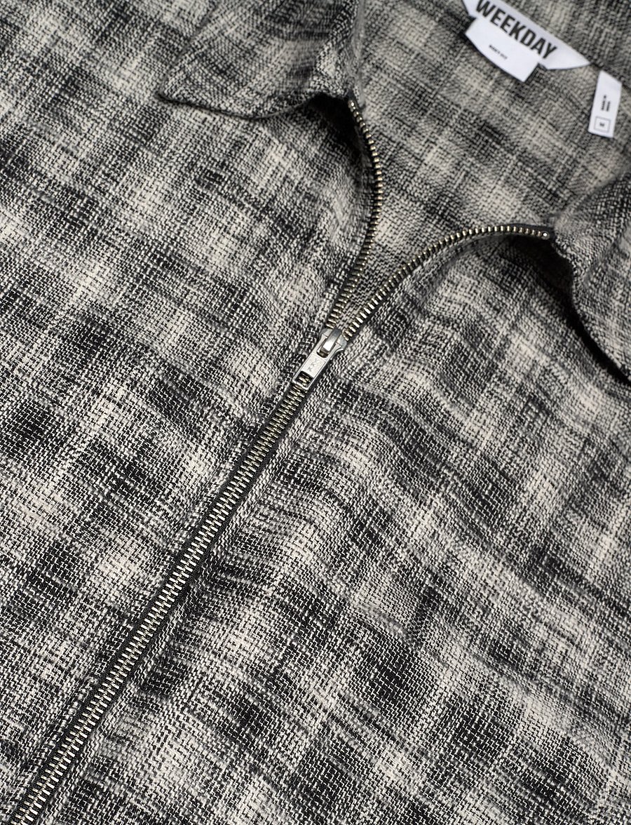 Weekday - Adde Zip Slub Shirt - Überhemden - black - 2