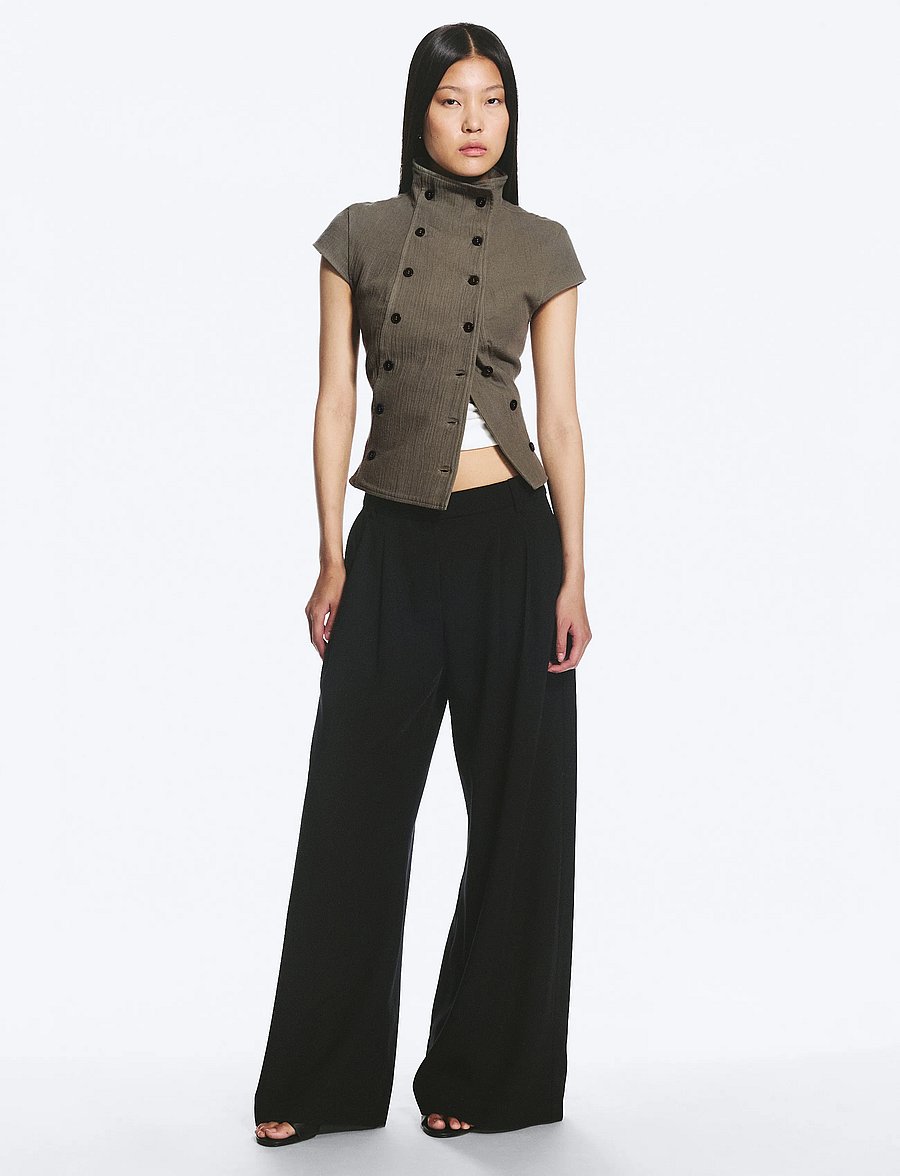 Weekday - Low Waist Pleated Suit Trousers - habitbukser - black - 0
