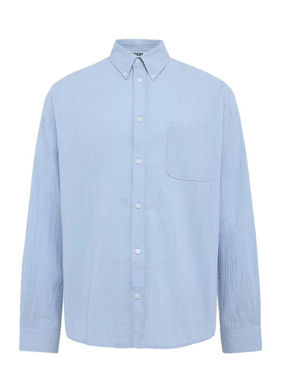 Weekday - Structured Long Sleeve Shirt - gestreifte hemden - blue light - 0
