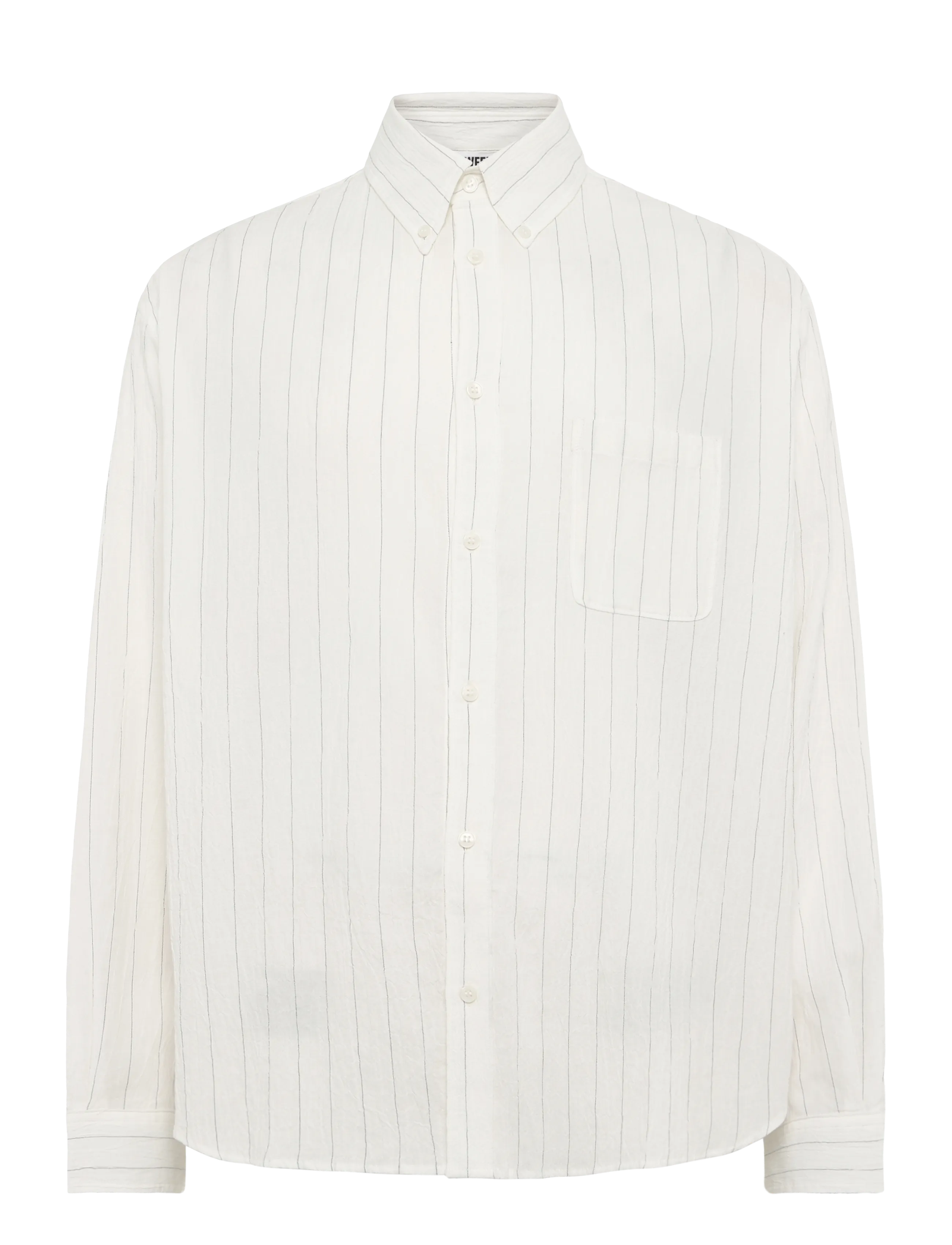 Weekday Structured Long Sleeve Shirt, Mænd, Stribet Langærmet Button Down Skjorte, Hvid, Str: XS