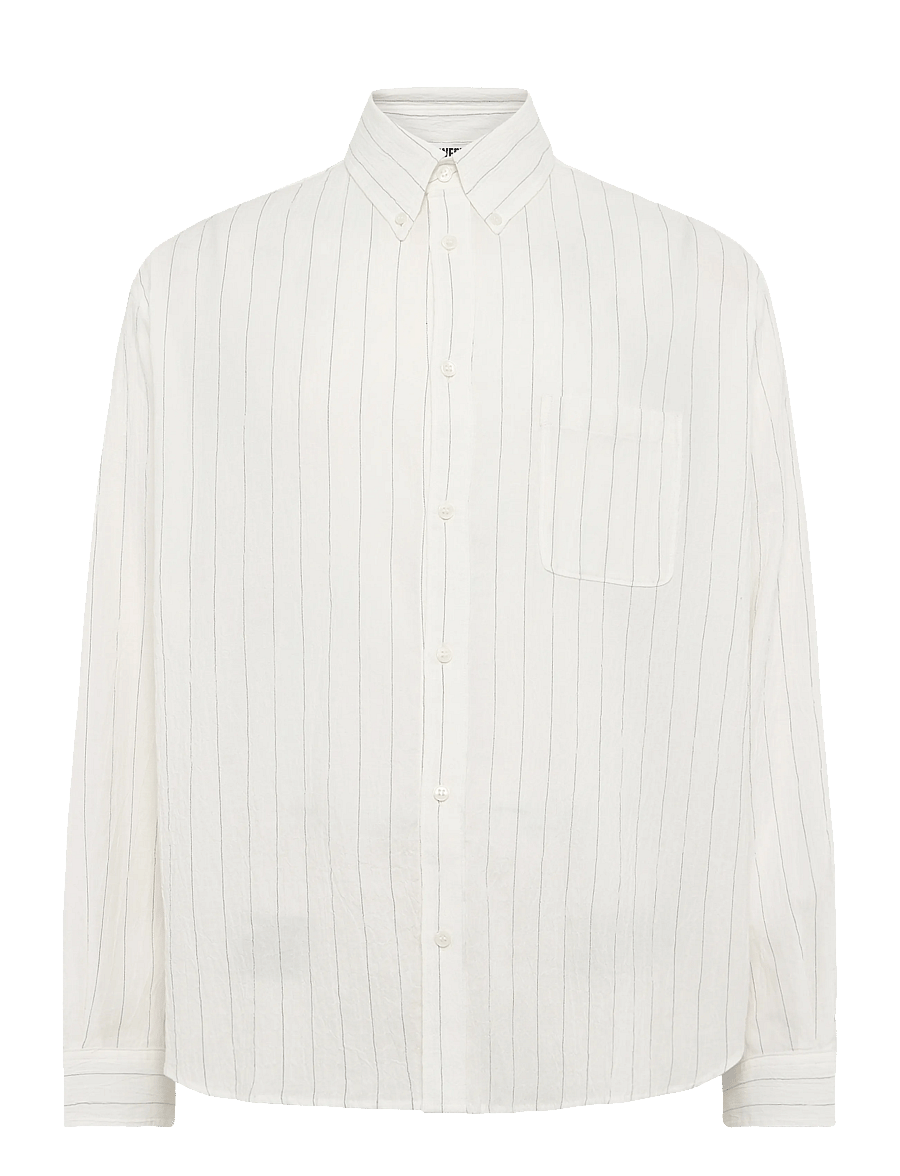 Weekday - Structured Long Sleeve Shirt - striped shirts - white dusty light - 0