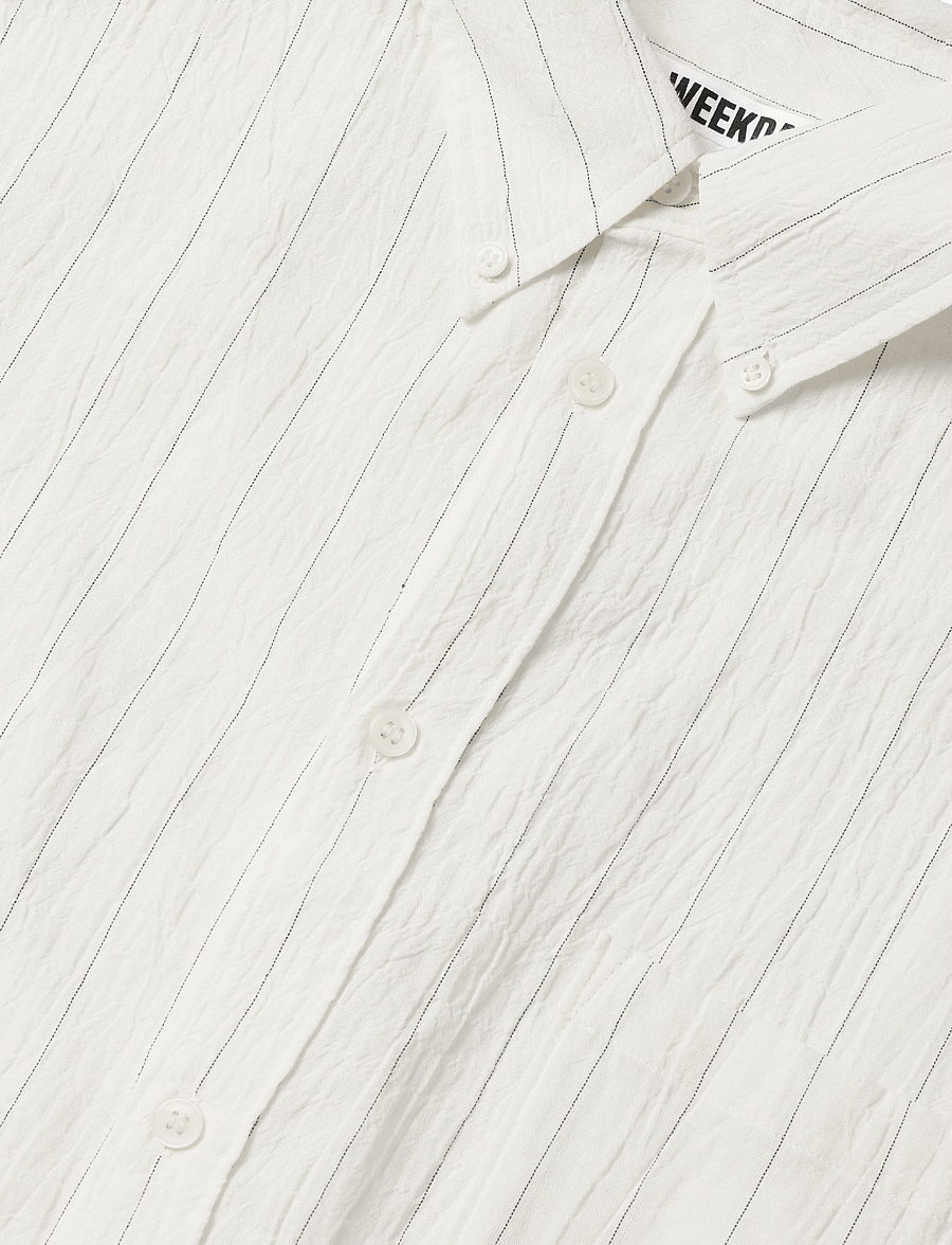 Weekday - Structured Long Sleeve Shirt - striped shirts - white dusty light - 2
