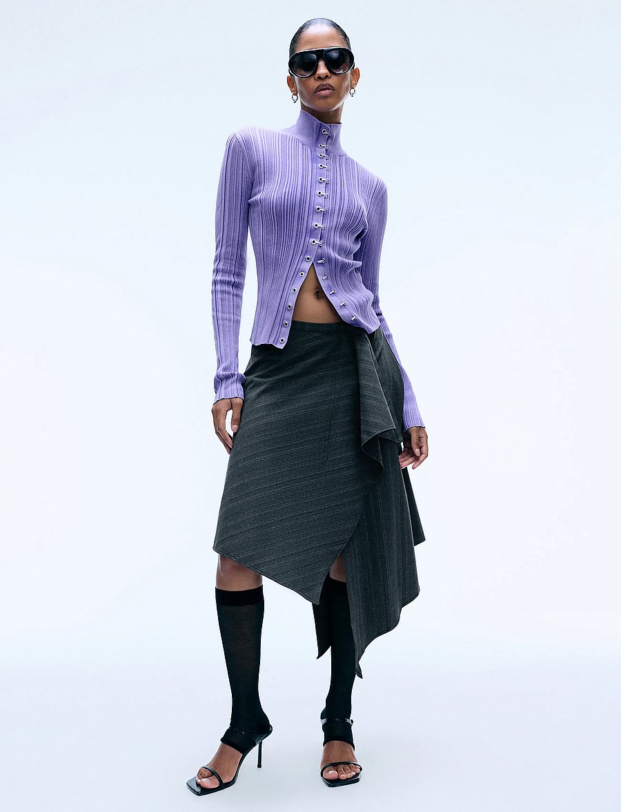 Weekday - Daphne Midi Wrap Skirt - wrap skirts - grey melange dark - 0