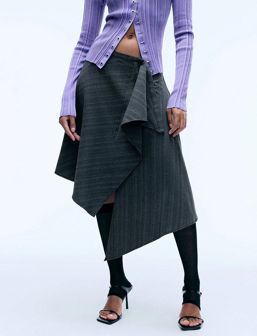 Weekday - Daphne Midi Wrap Skirt - wrap skirts - grey melange dark - 5