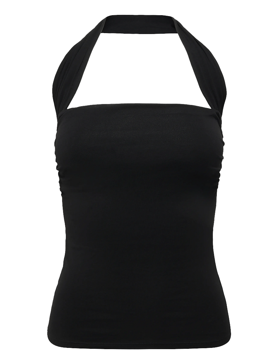 Weekday - Square Neck Halter Top - tanktops - black - 0