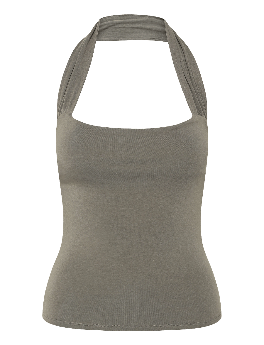 Weekday - Square Neck Halter Top - Ärmellose tops - mole grey - 0