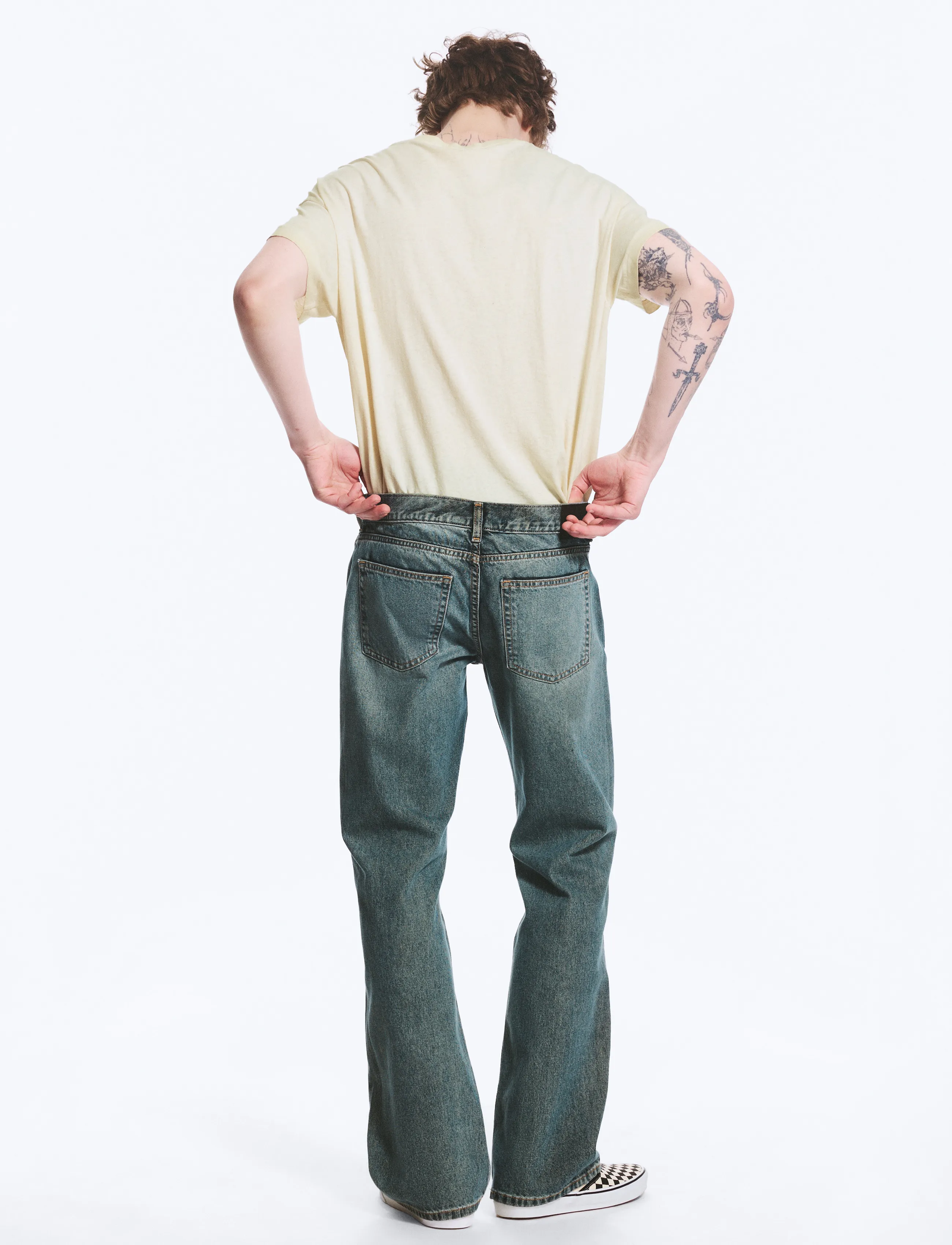Weekday - Sky Low Bootcut Jeans - normale jeans - grid blue - 4