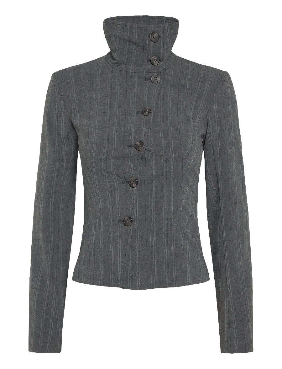 Weekday - Eryn longsleeve jacket - lühikesed pintsakud - dark grey melange stripe - 0