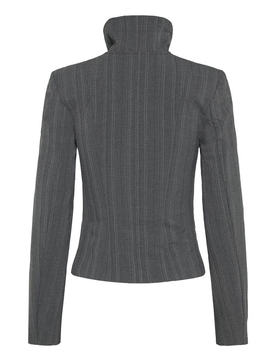 Weekday - Eryn longsleeve jacket - lühikesed pintsakud - dark grey melange stripe - 1