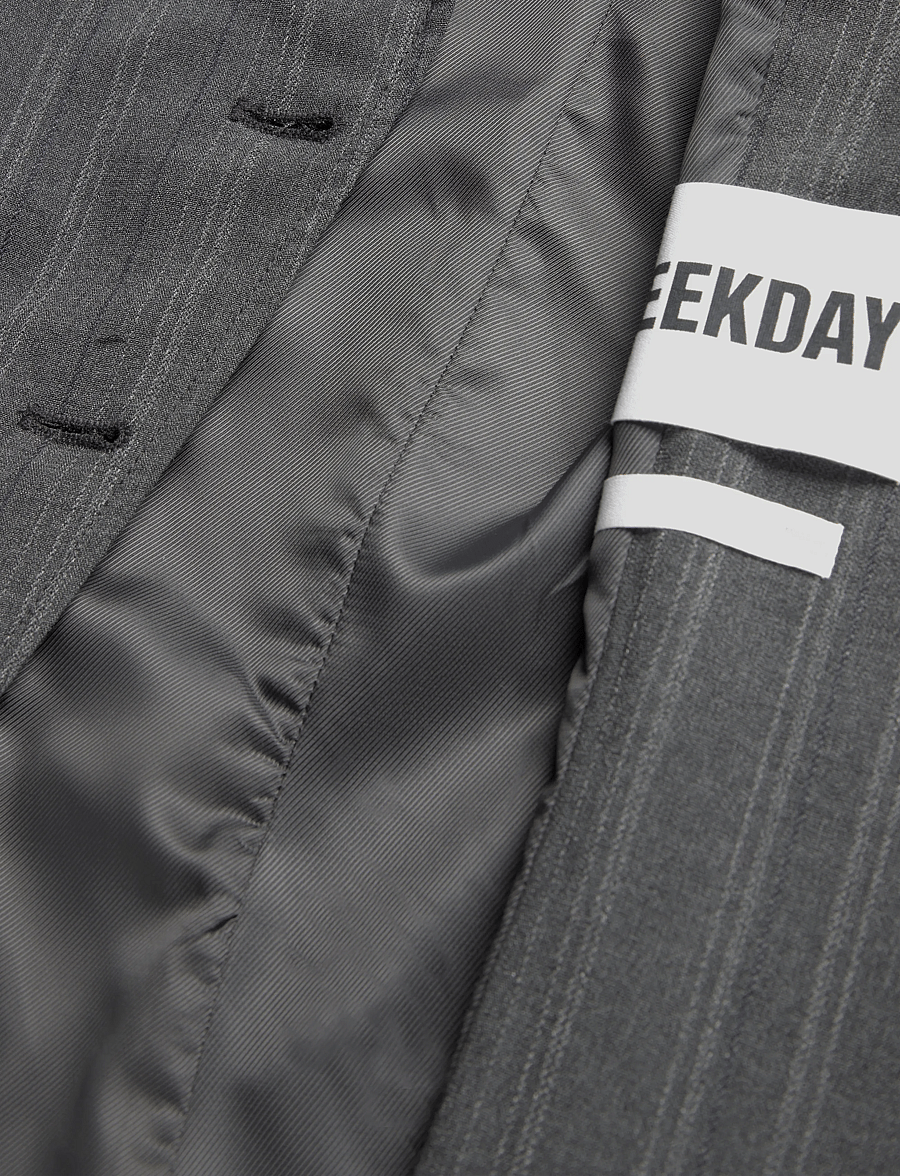 Weekday - Eryn longsleeve jacket - lühikesed pintsakud - dark grey melange stripe - 4