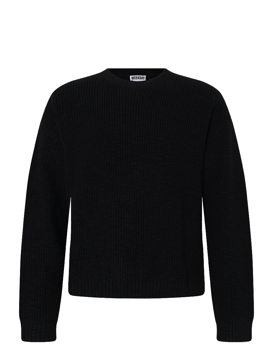 Weekday - Relaxed Cotton Jumper - rundhals - black - 0