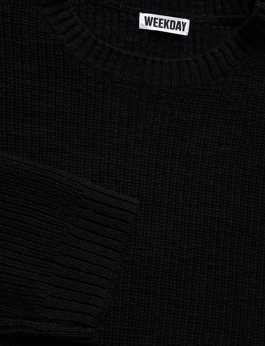 Weekday - Relaxed Cotton Jumper - rundhals - black - 2
