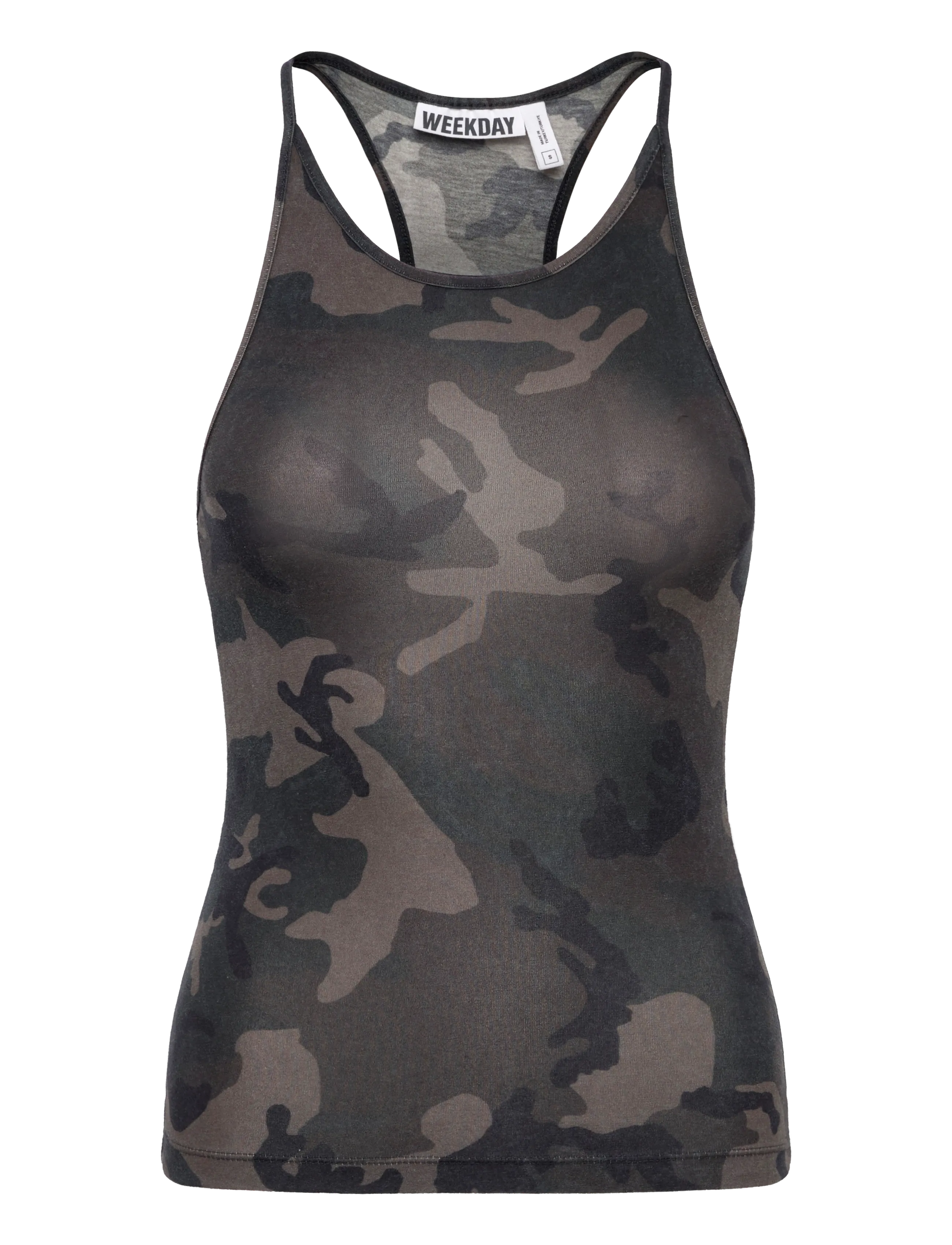 Weekday Printed Racerback Tank Top, S, Black, T-Shirts & Toppe > Uden Ærmer, Dame