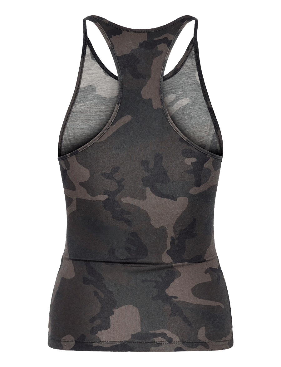 Weekday - Printed Racerback Tank Top - tanktops - black camo - 1