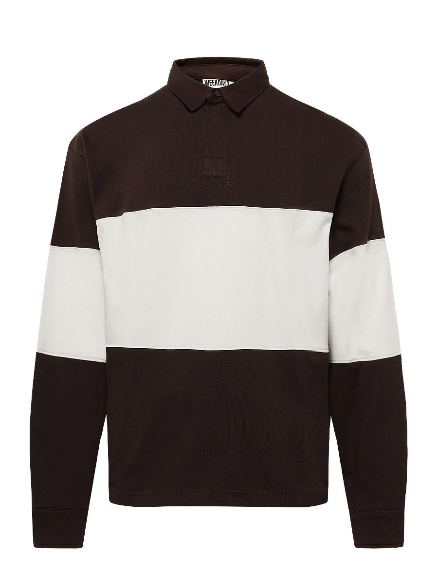 Weekday - Boxy rugby shirt - langärmelig - dark brown - 0