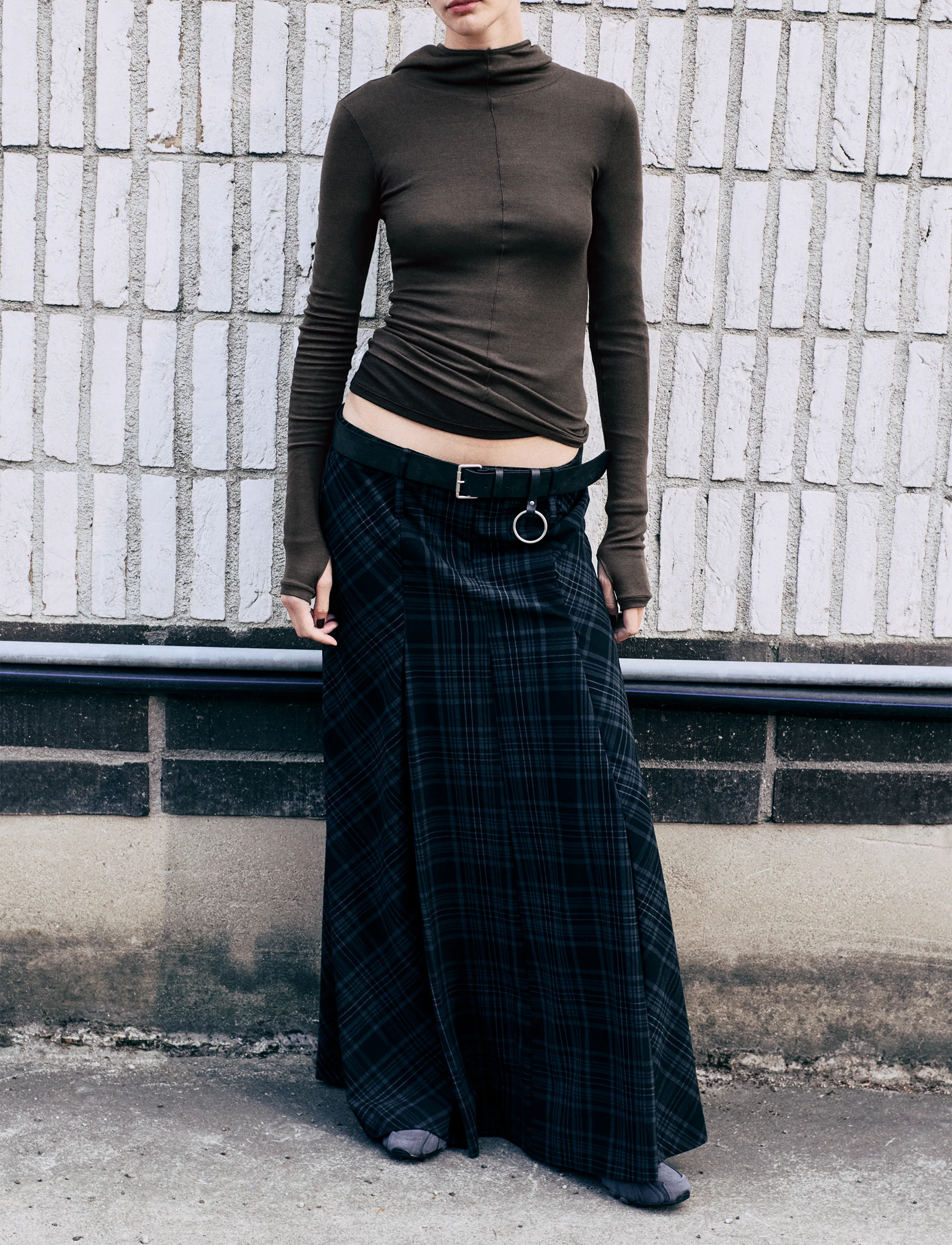 Weekday - Noelle long skirt - maxi nederdele - black/navy check - 0