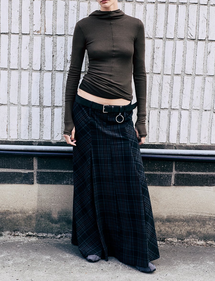 Weekday - Noelle long skirt - maxi nederdele - black/navy check - 0