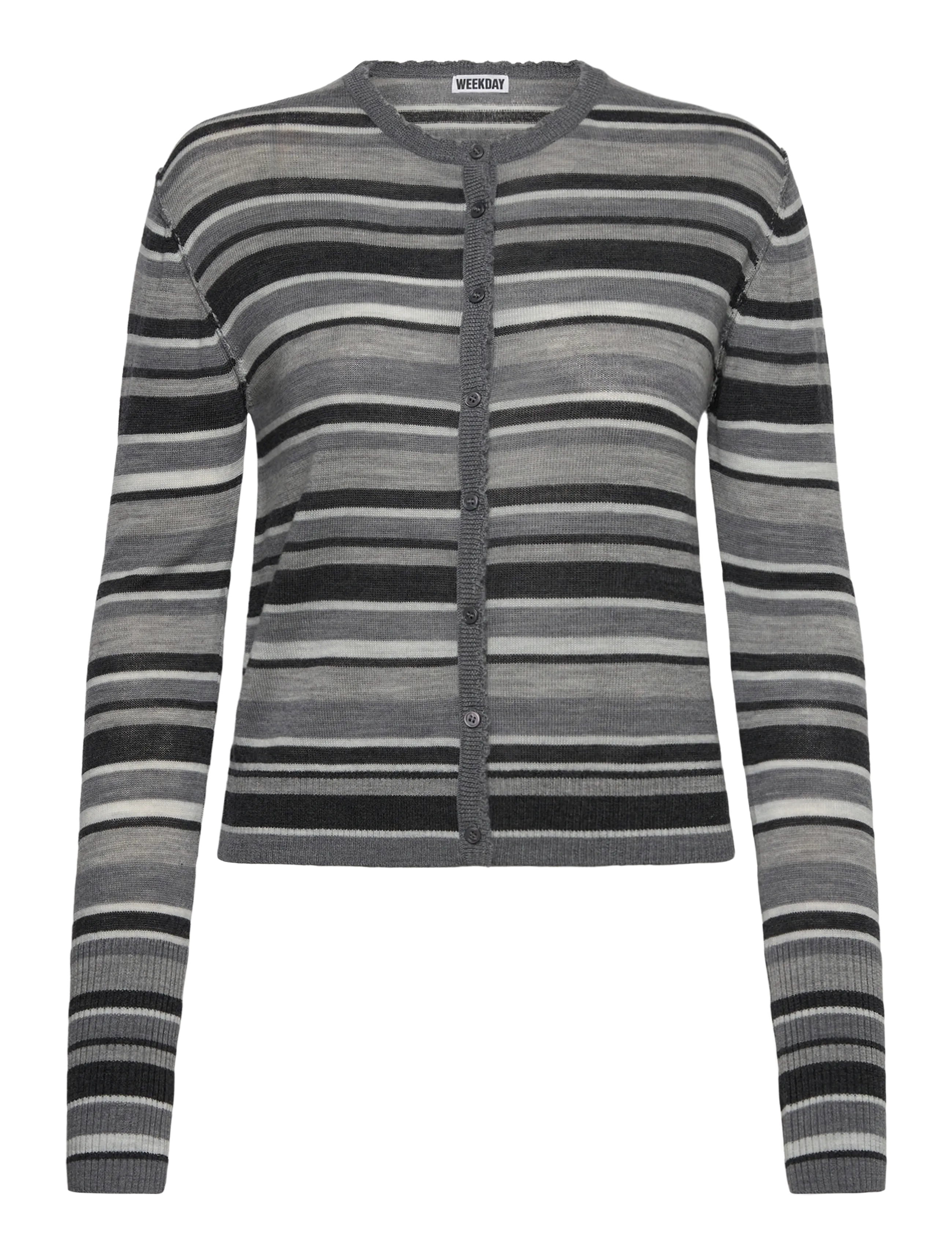Weekday Fitted Meriono cardigan - Weekday - GREY MELANGE STRIPE / grey