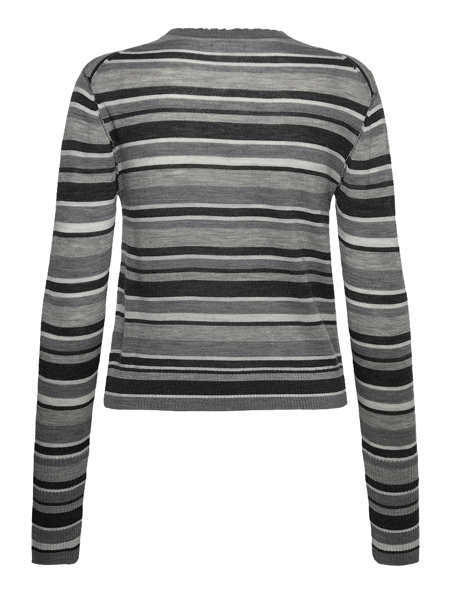 Weekday - Fitted Meriono cardigan - kardiganid - grey melange stripe - 1