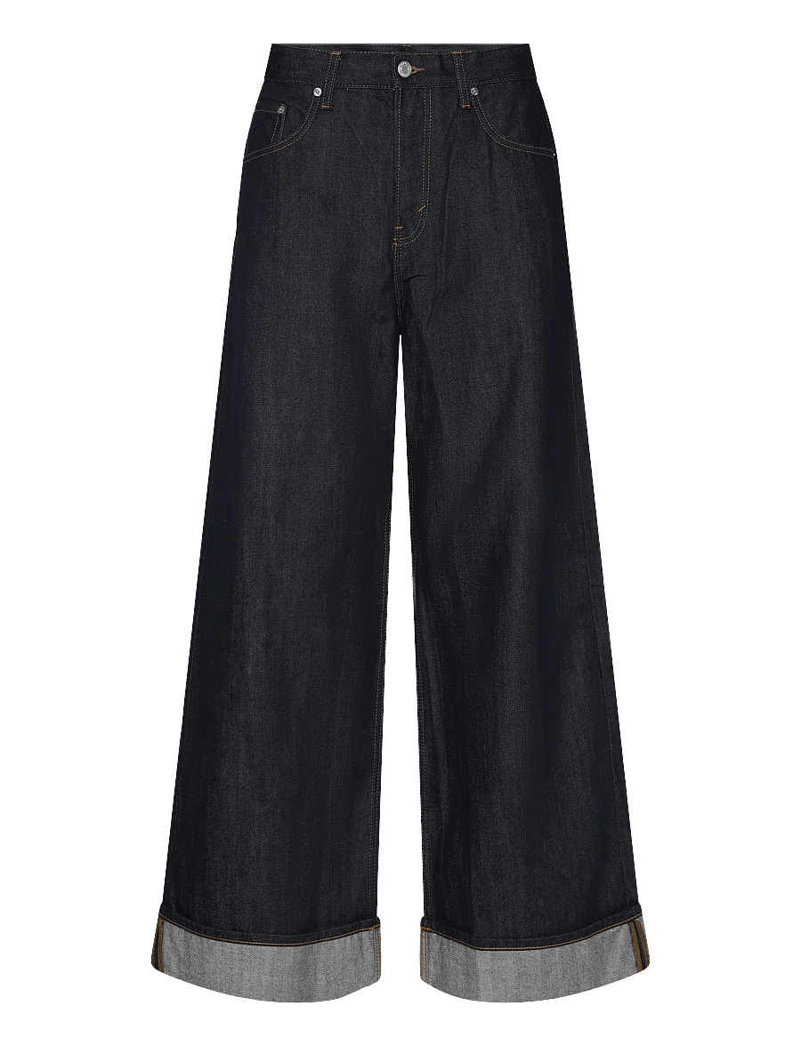 Weekday - Solar Fold Up Regular Loose Wide Unisex Jeans - weite jeans - resin blue rinse - 0