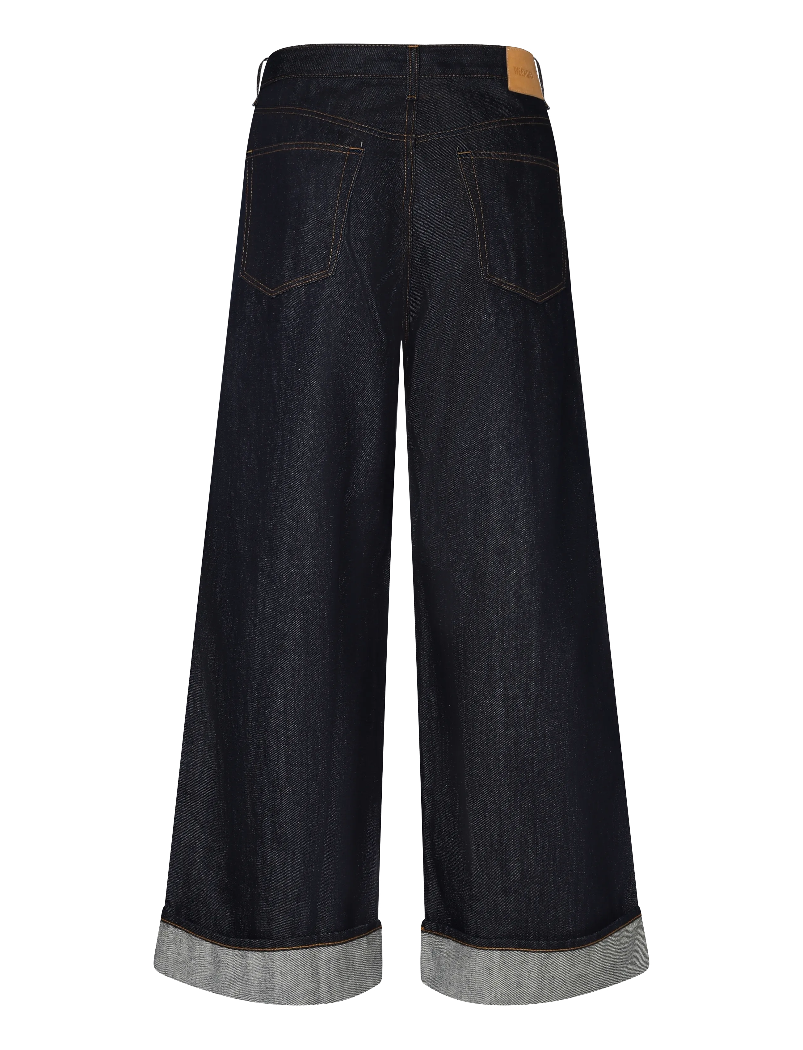Weekday - Solar Fold Up Regular Loose Wide Unisex Jeans - resin blue rinse - 1