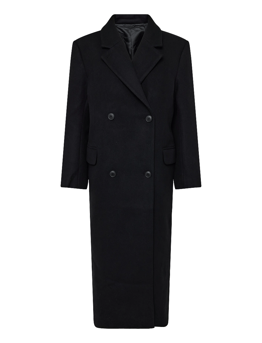 Weekday - Logan Double-Breasted Wool-Blend Coat - winterjacken - black - 0