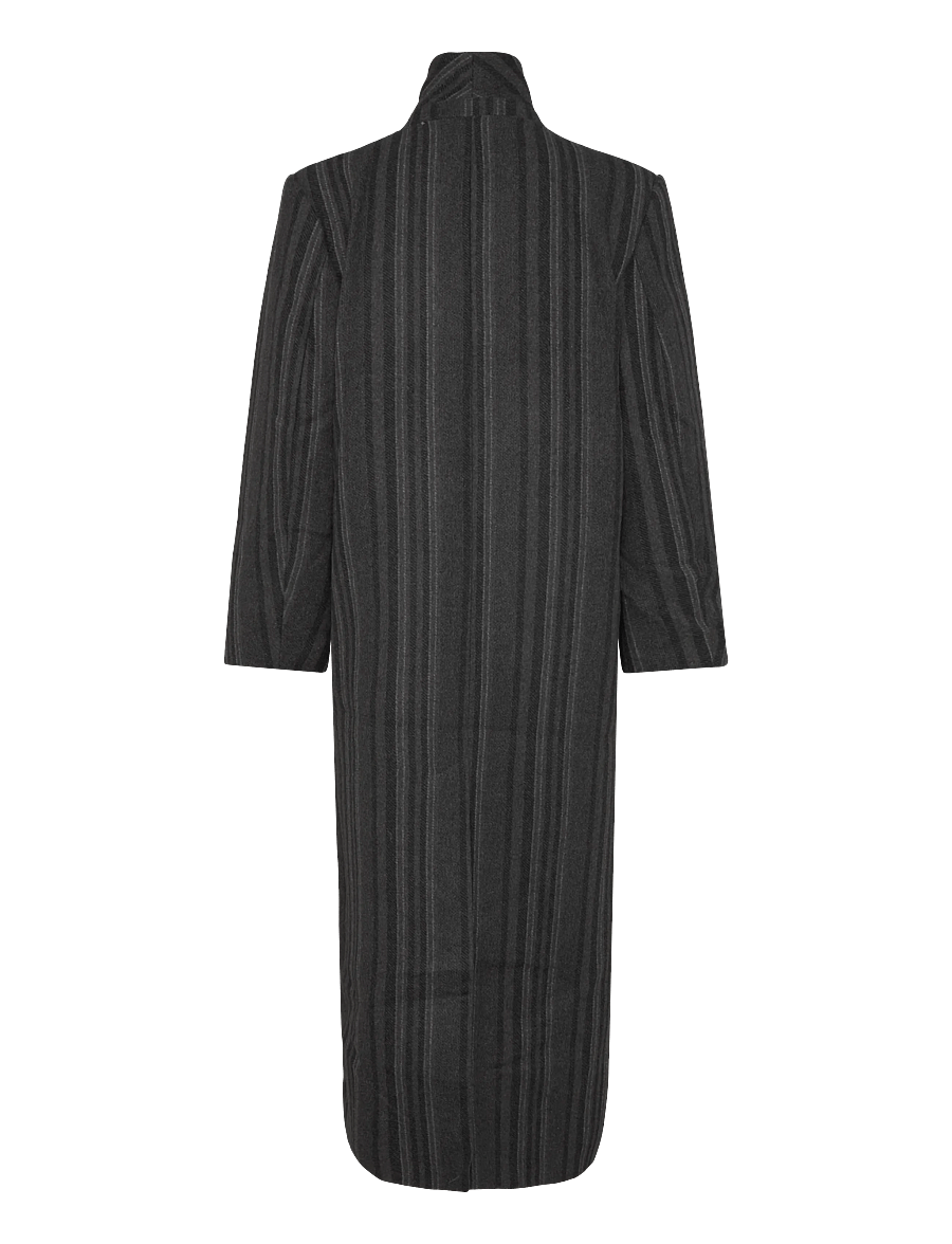 Weekday - Logan Double-Breasted Wool-Blend Coat - vinterjackor - dark grey stripe - 1