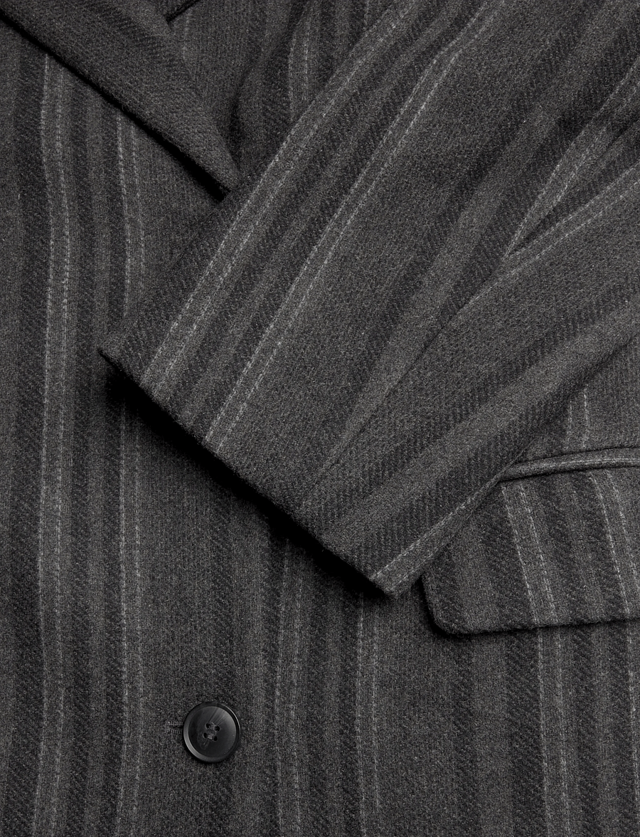 Weekday - Logan Double-Breasted Wool-Blend Coat - vinterjackor - dark grey stripe - 3
