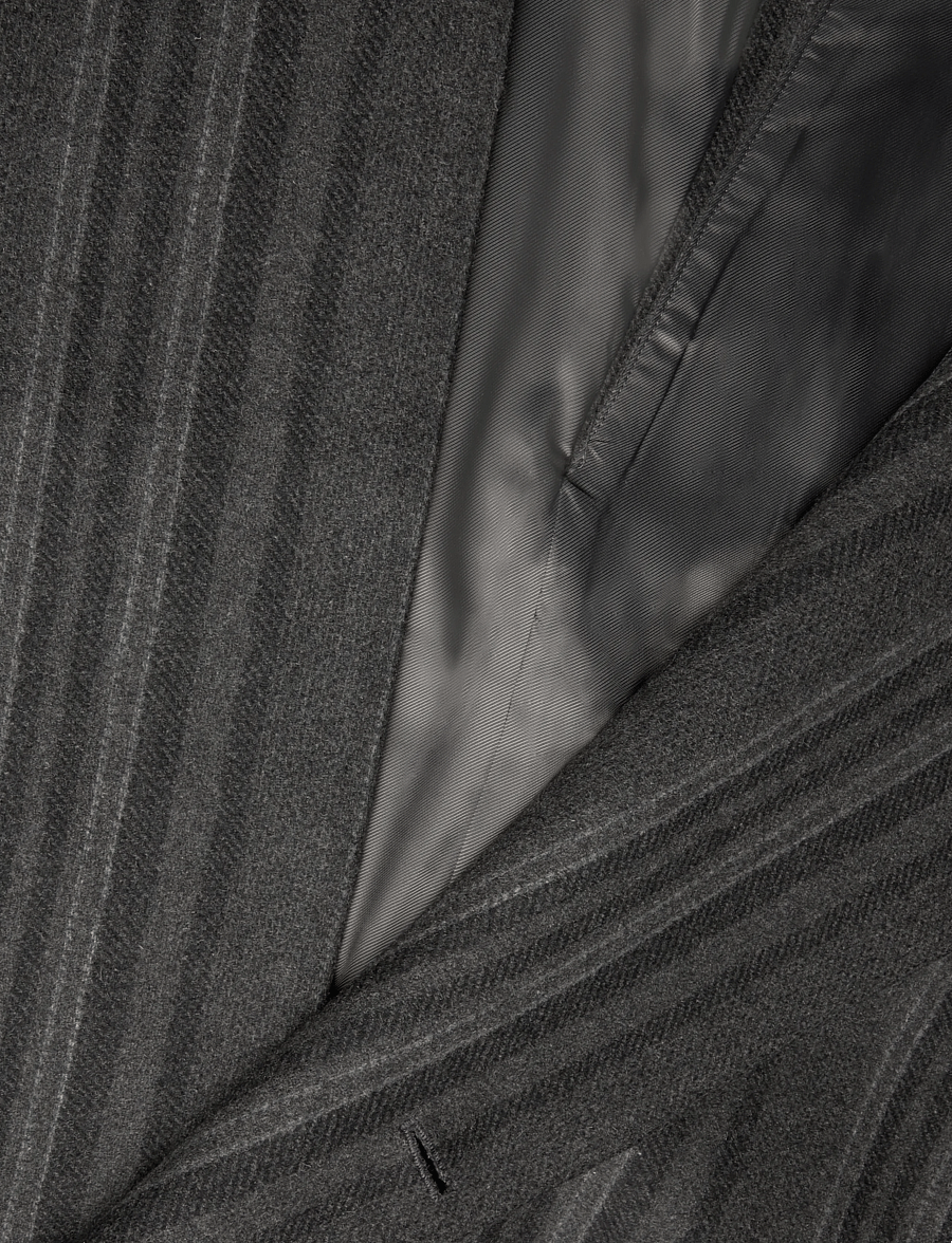 Weekday - Logan Double-Breasted Wool-Blend Coat - vinterjackor - dark grey stripe - 4