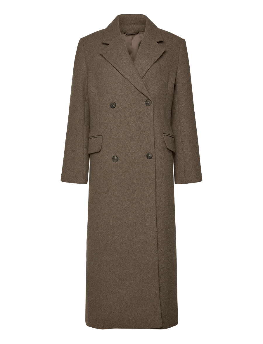 Weekday - Logan Double-Breasted Wool-Blend Coat - vinterjakker - mole melange - 0