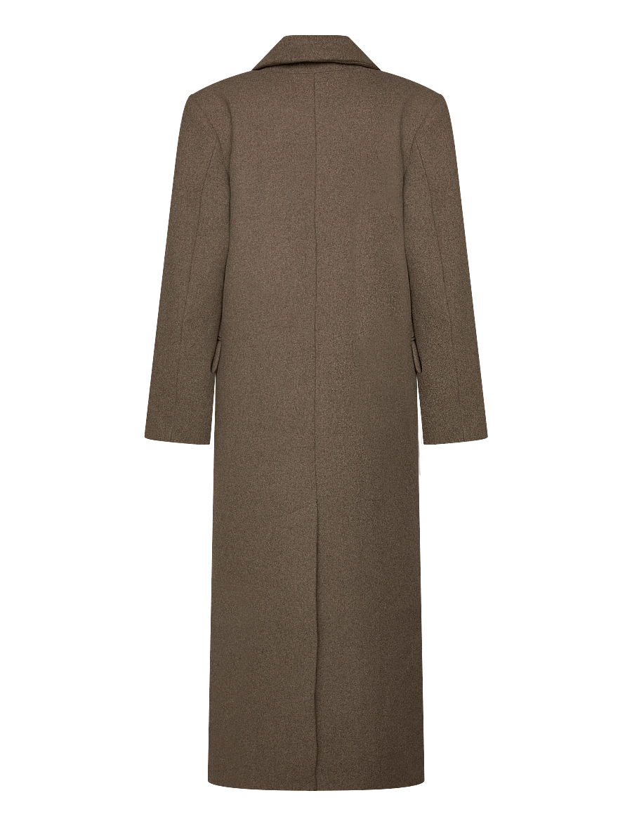 Weekday - Logan Double-Breasted Wool-Blend Coat - vinterjakker - mole melange - 1
