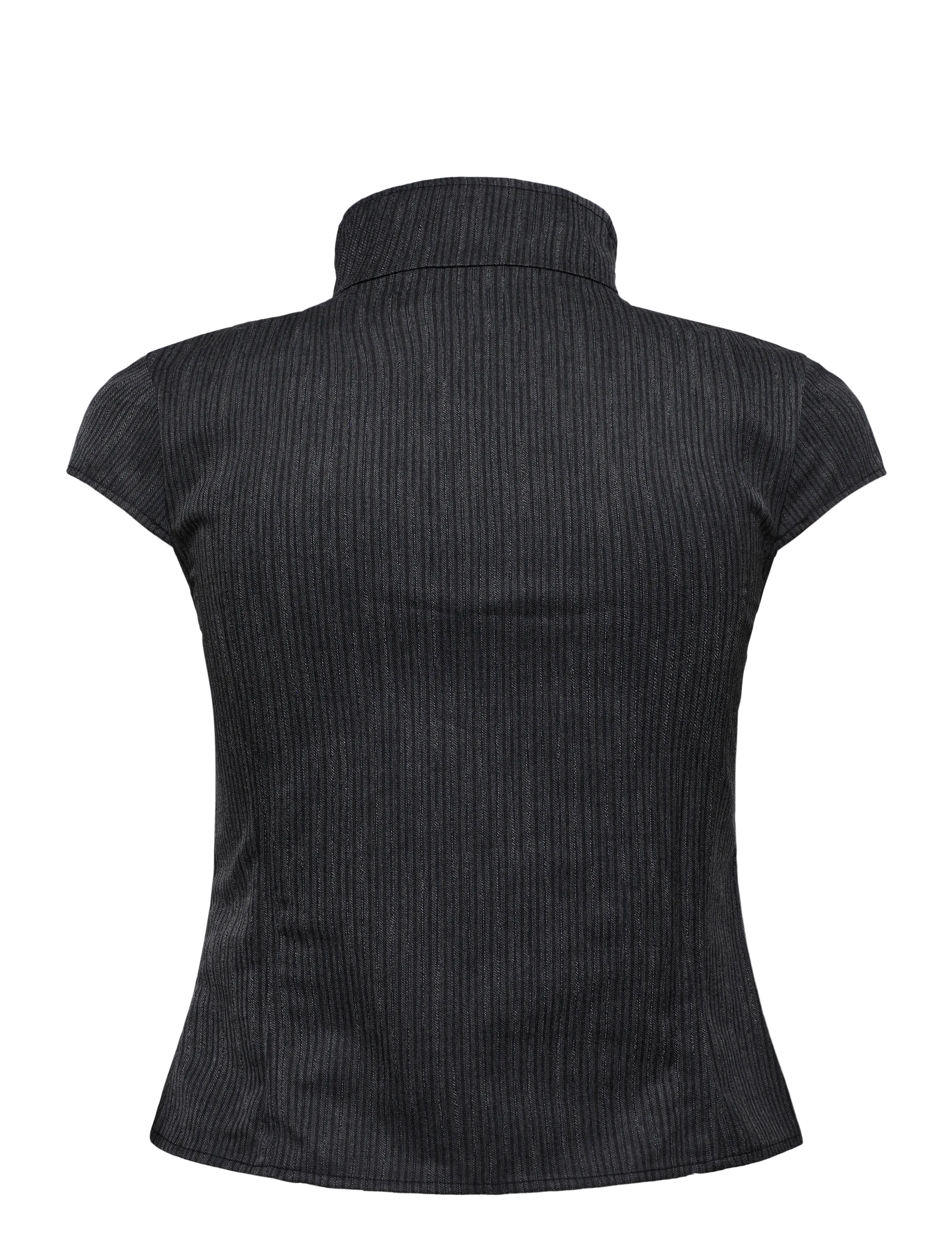 Weekday - Double Breasted Cotton Top - kortärmade skjortor - black dark - 1