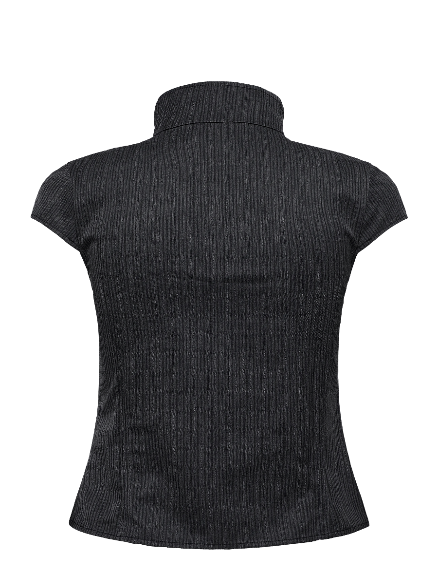 Weekday - Double Breasted Cotton Top - lühikeste varrukatega särgid - black dark - 1