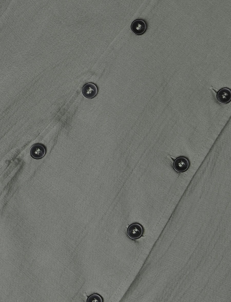 Weekday - Double Breasted Cotton Top - kortärmade skjortor - khaki green - 2