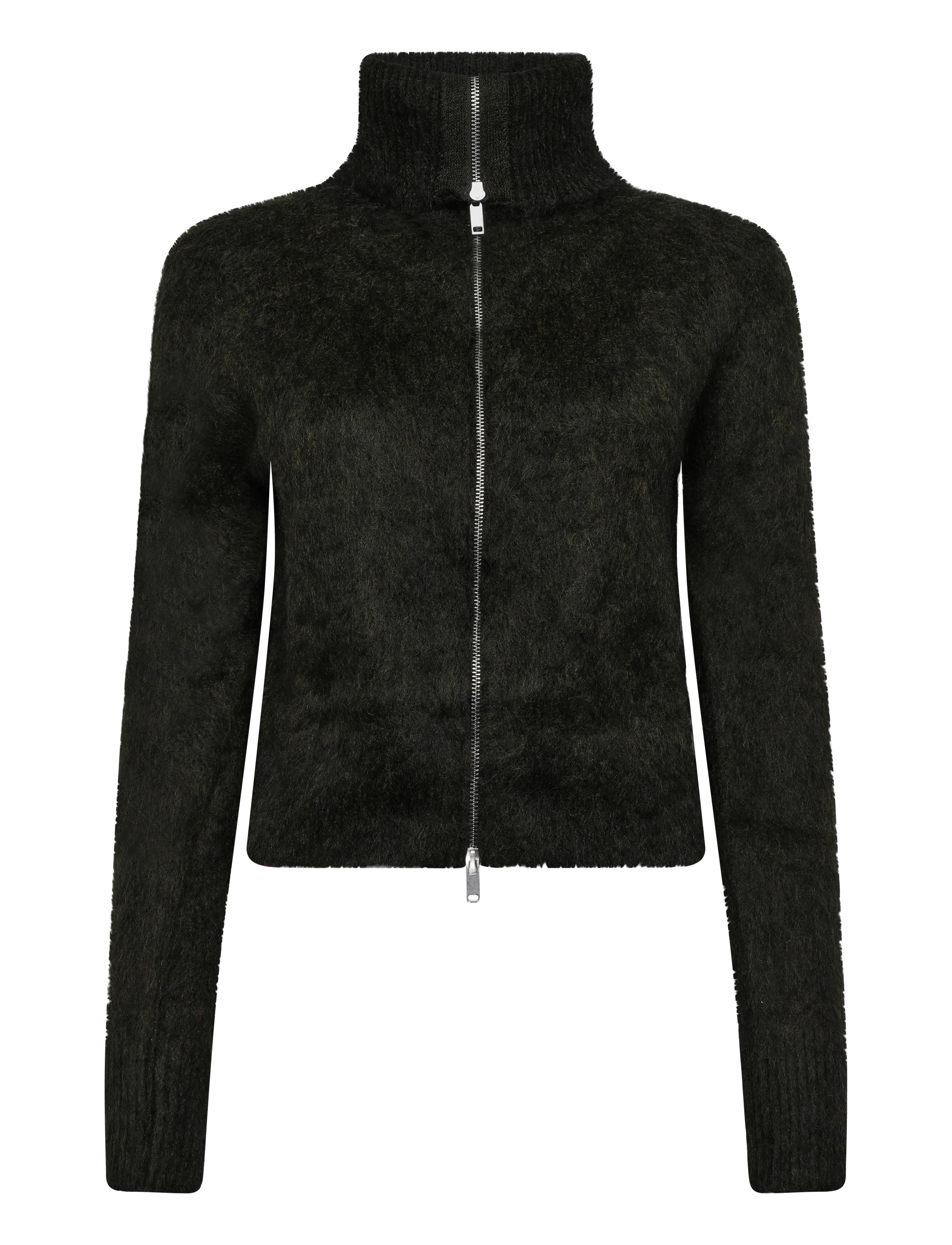 Weekday Mohair blend zip cardigan - Cardigans - DARK GREEN / green