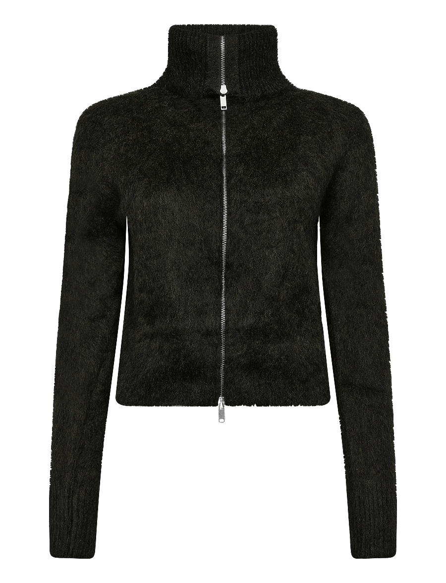 Weekday - Mohair blend zip cardigan - kardiganid - dark green - 0