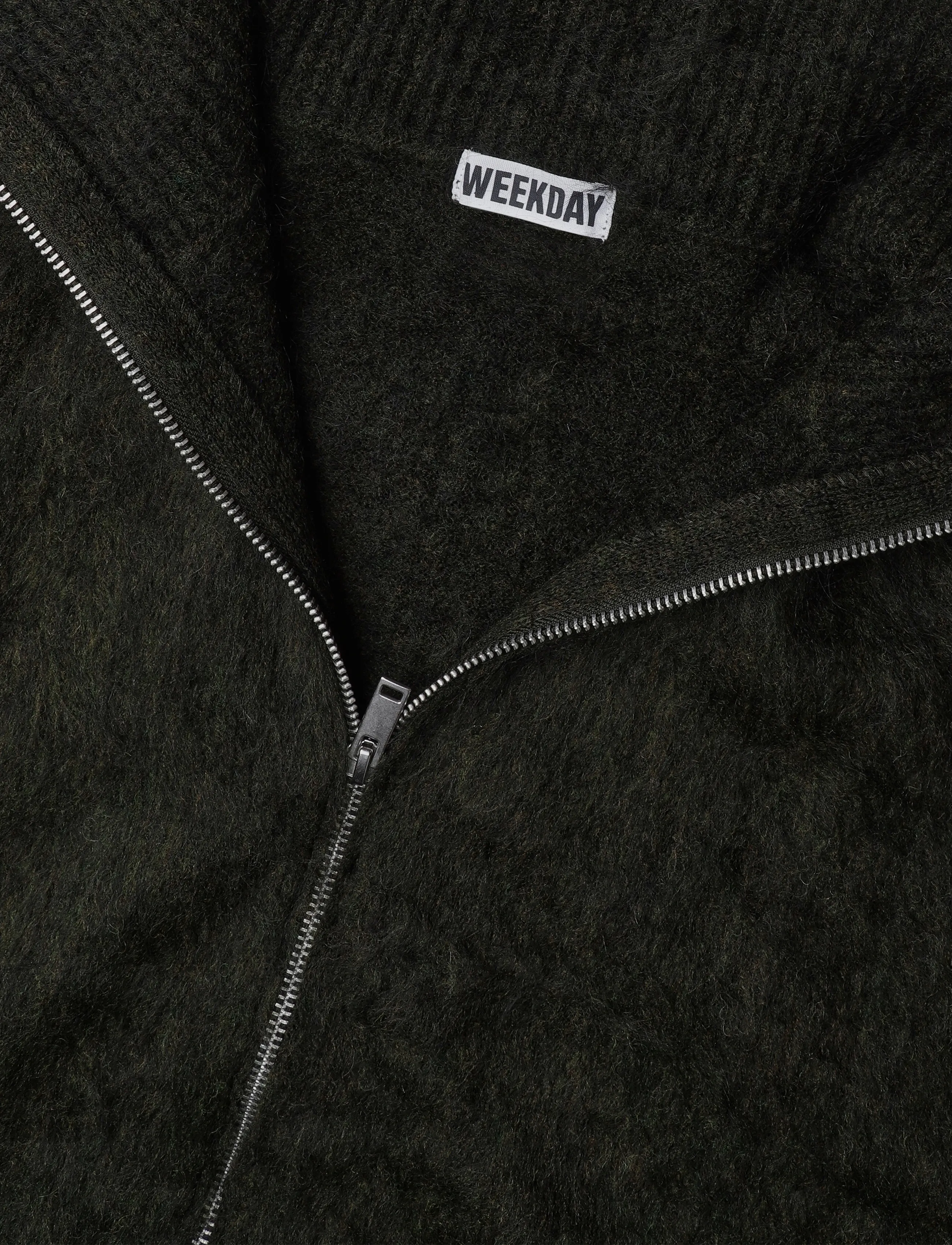 Weekday - Mohair blend zip cardigan - cardigans - dark green - 2