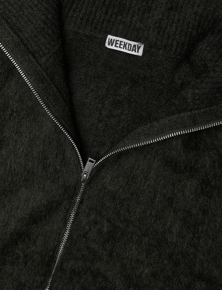 Weekday - Mohair blend zip cardigan - kardiganid - dark green - 2