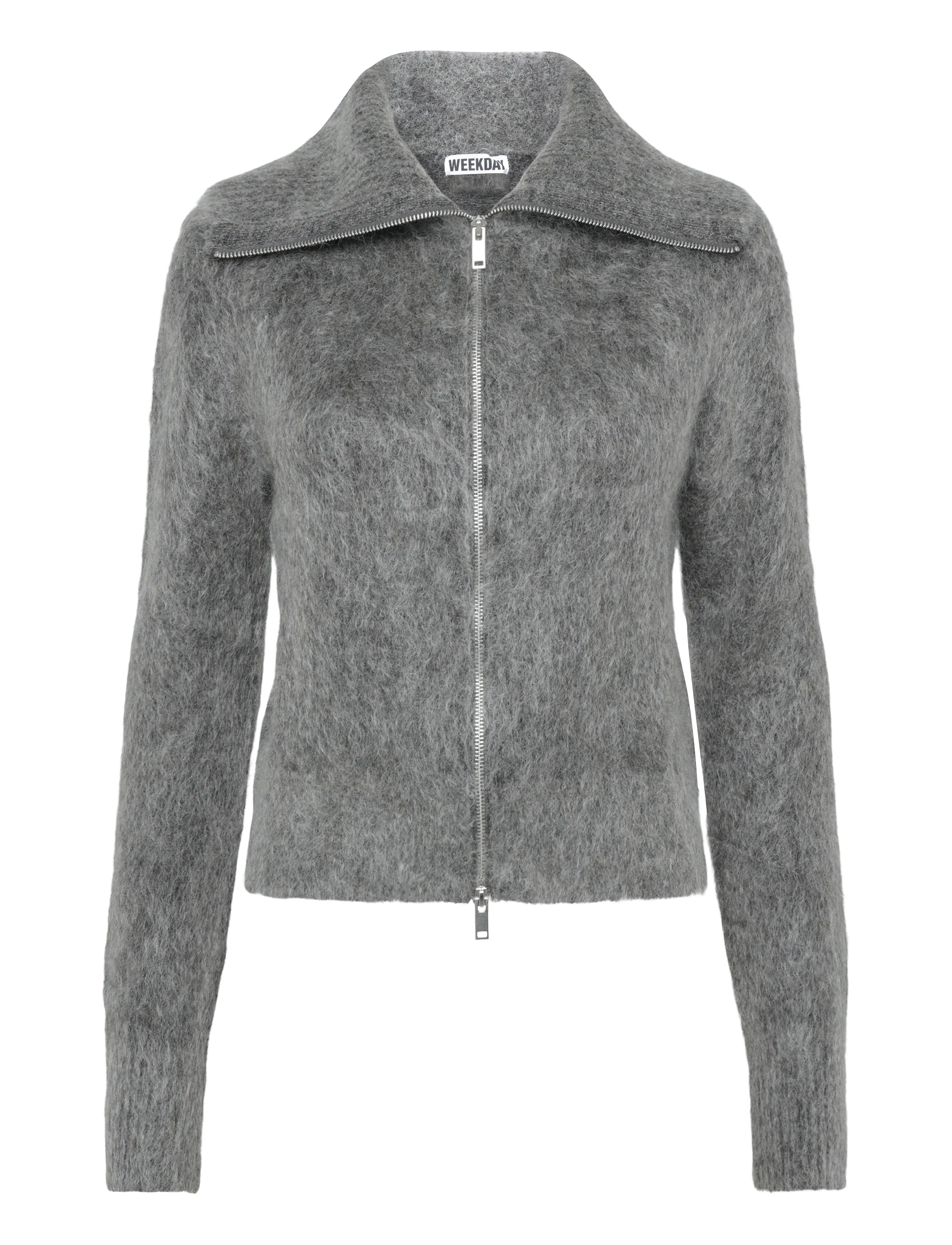 Weekday Mohair blend zip cardigan - Strickmode - DARK GREY MELANGE / grey