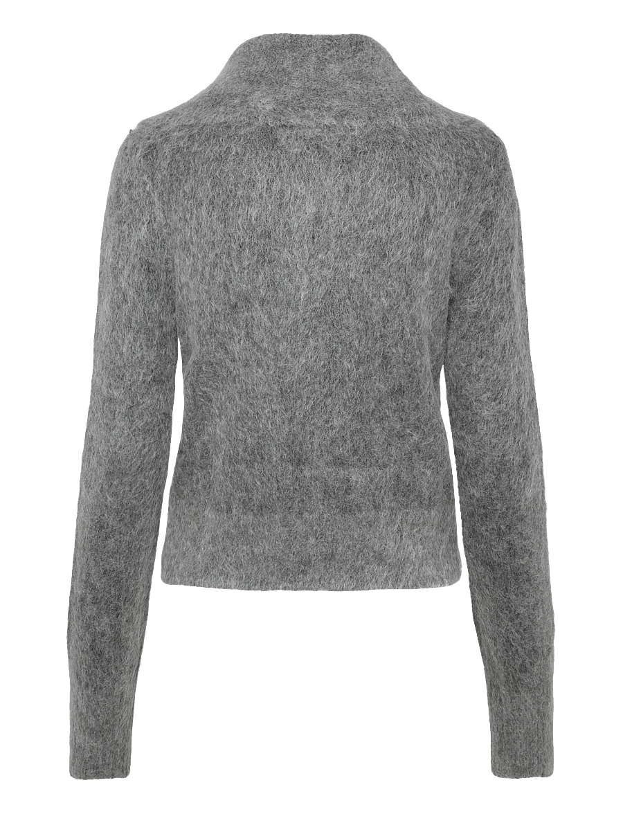 Weekday - Mohair blend zip cardigan - koftor - dark grey melange - 1