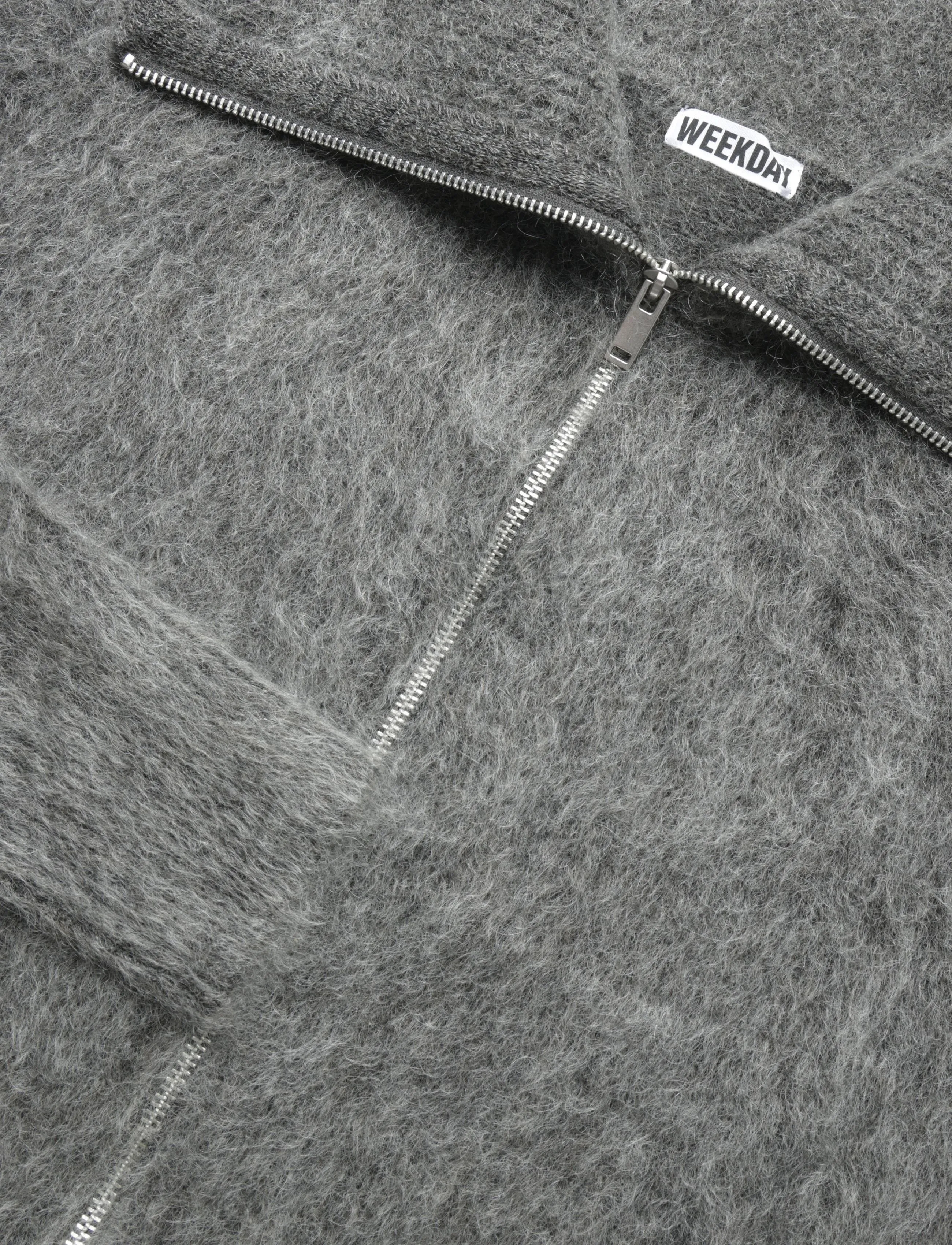 Weekday - Mohair blend zip cardigan - dark grey melange - 2