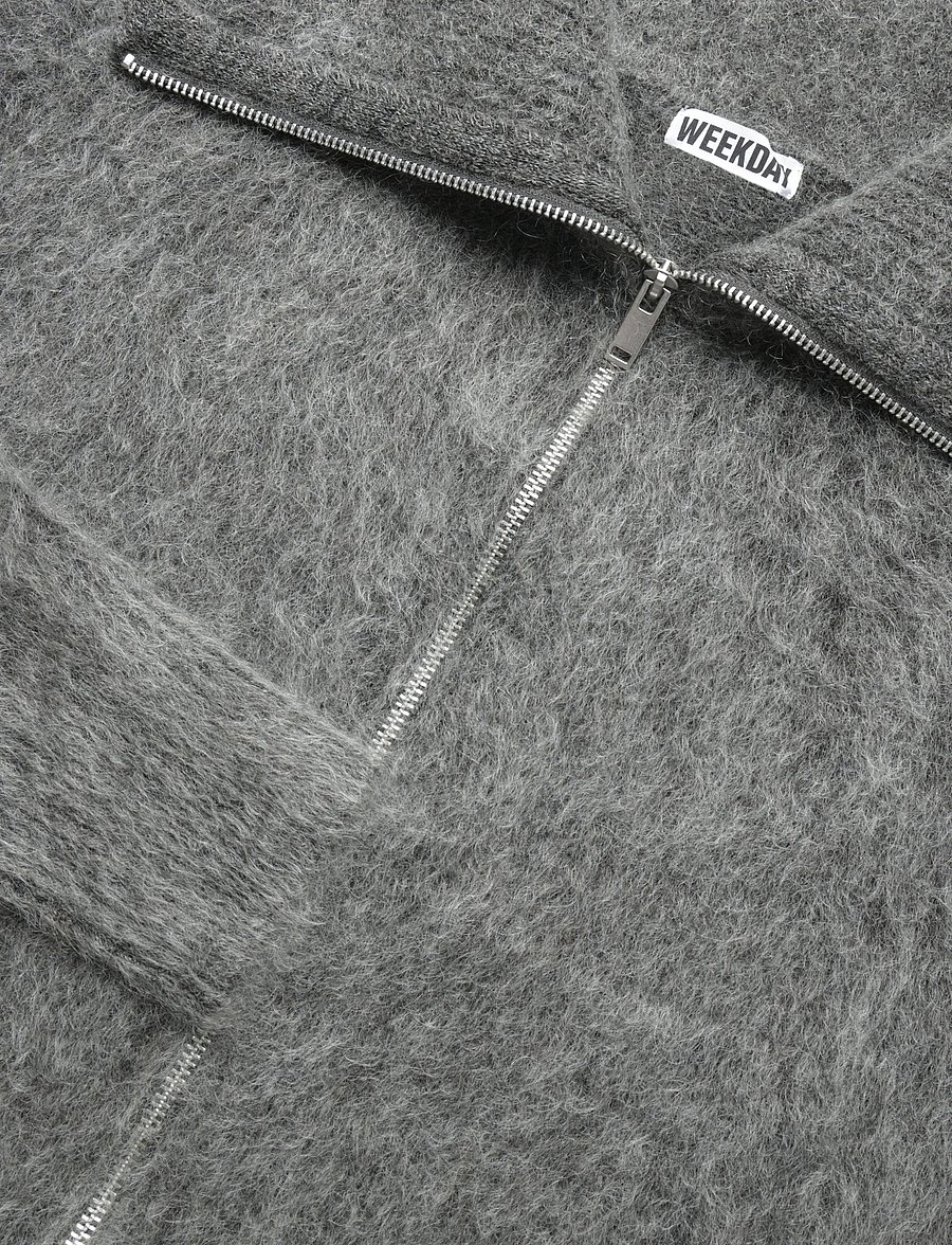 Weekday - Mohair blend zip cardigan - koftor - dark grey melange - 2
