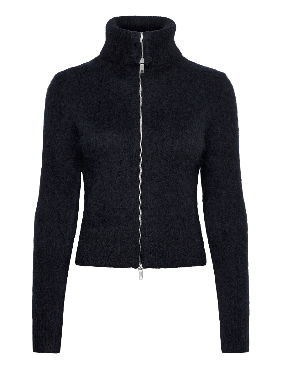 Weekday - Mohair blend zip cardigan - strickjacken - navy melange - 0
